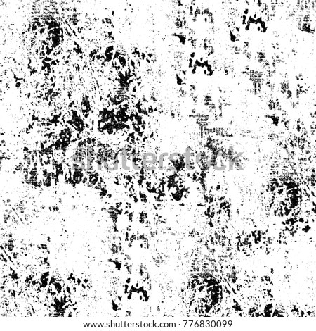 Grunge black white. Monochrome abstract texture. The pattern of cracks, stains, chips, lines for printing. The dark background of vintage elements for design