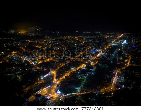night city drone foto from air