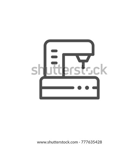 Sewing machine line icon isolated on white