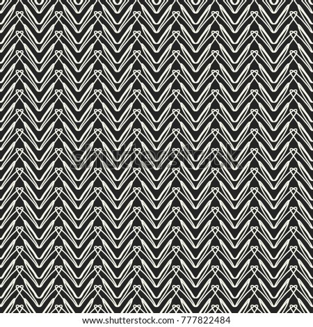 Abstract Monochrome Herringbone Lace Motif Textured Background. Seamless Pattern.