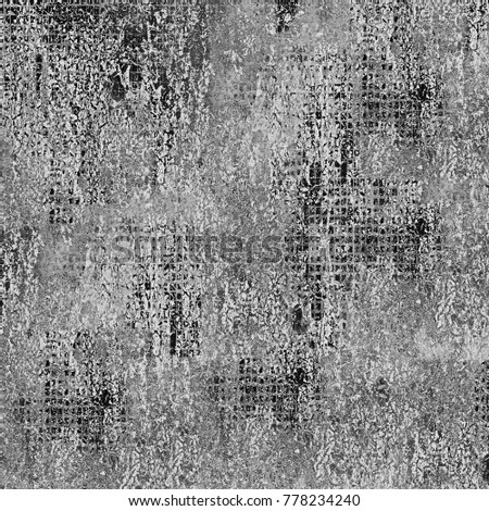 Gray grunge background. Abstract texture of chaotic elements. Vintage dark pattern old worn out surface. Dark urban style horror