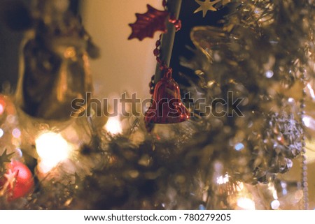 Merry Christmas Tree Lights Close Up Bokeh