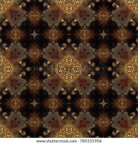 Seamless raster pattern in oriental style Flower psychedelic mosaic Pattern for wallpaper, backgrounds, decor for tapestries