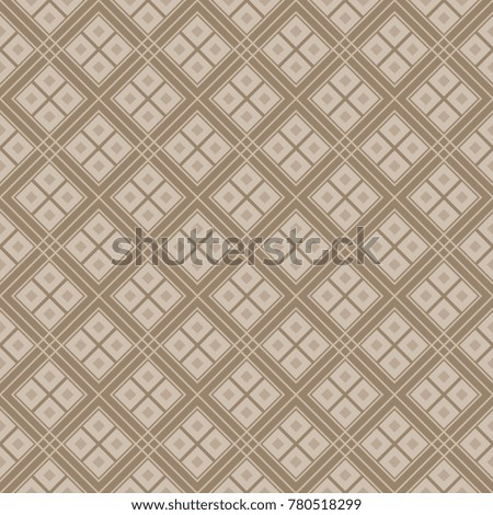 Seamless diagonal square pattern vector. Light brown on brown background. Design print for textile, wallpaper, background.