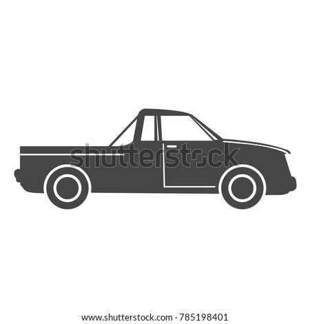 Silhouette of pick up truck car - simple icon on white background