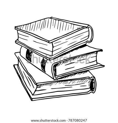 Hand Drawn Stack of Books. Vector illustration