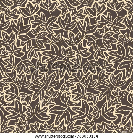 Leaves pattern on brown background.
