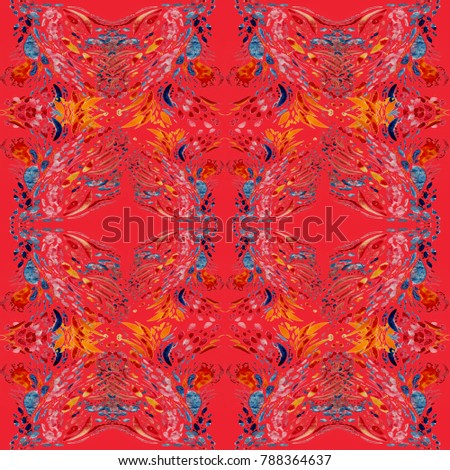 Watercolor ikat seamless pattern. Vibrant ethnic rhombus pattern in watercolour style.
