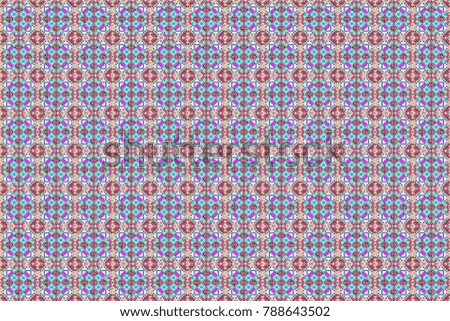 Seamless geometric raster pattern. Modern ornament with blue, purple and orange elements. Geometric abstract pattern.