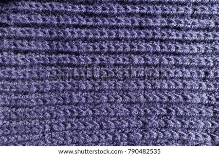 Dark violet handmade rib knit fabric from above