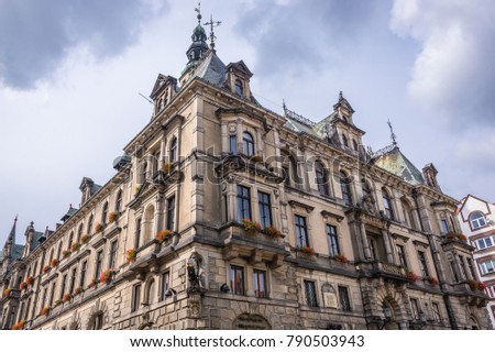 Facade of Town Hall building in Klodzko city, Poland