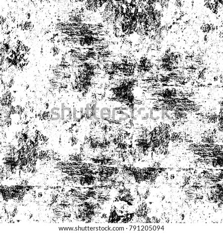 Old grunge weathered wall background. Black and white abstract texture. Background of cracks, scuffs, chips, stains, ink spots, lines. Dark design background surface. Gray printing element