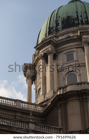 The dome of the Buda Castle and the colonnade