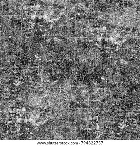 Grunge black white. Monochrome texture with abstract. The pattern of ink stains, scratches, chipping, fading, dots, lines printed on business cards, fabric, posters