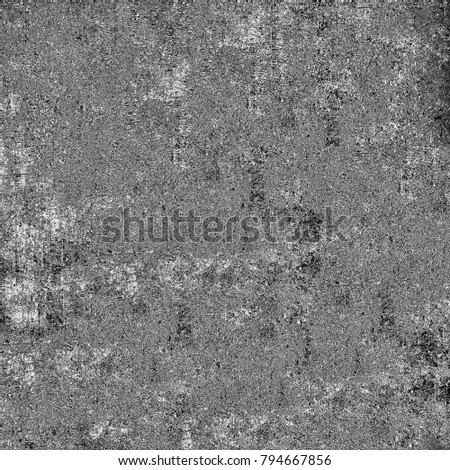 Texture grunge monochrome. Abstract black and white pattern of dust spots, cracks, lines, chips. Dark grunge background vintage old wall