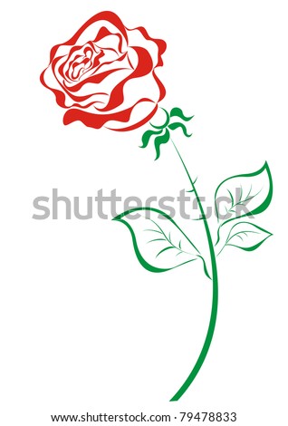 Vector stylized red roses isolated on white background