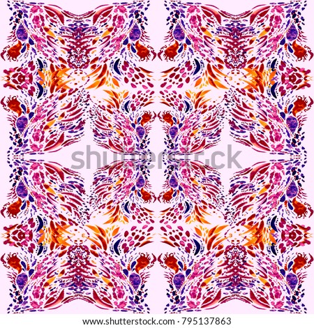 Watercolor abstract seamless pattern with hand drawn simple elements. Watercolor texture.
