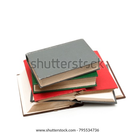 Pile of books on a white background 
