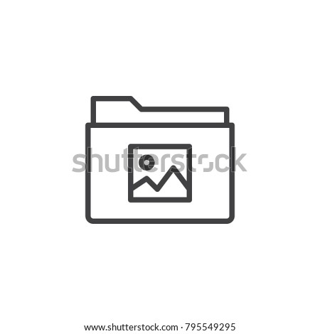 Image gallery folder line icon, outline vector sign, linear style pictogram isolated on white. Symbol, logo illustration. Editable stroke