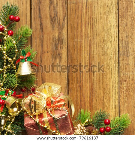 Christmas fir tree and christmas decoration