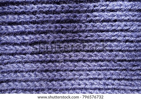 Surface of purple handmade rib knit fabric