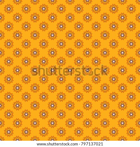 Oriental pattern, Islam, Arabic, Indian, turkish, pakistan, chinese, mystic, ottoman motifs. Flower Mandalas seamless pattern. Orange, brown and yellow vintage decorative elements.