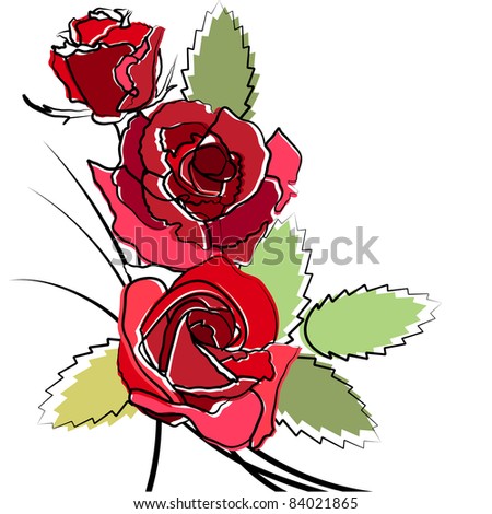 Stylized simple roses isolated on white