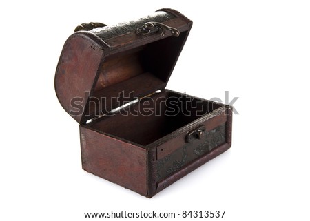 Empty Treasure Chest  isolated over white background