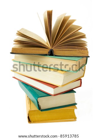 Pile of books isolated on white
