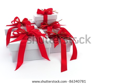 Christmas  gift with red ribbon