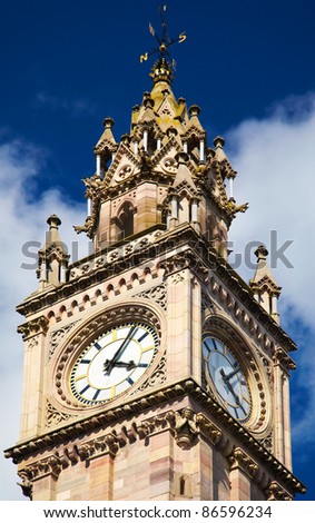 Belfast Clock  tower - Prince Albert Memorial Clock at Queen's Square in Belfast, Northern Ireland