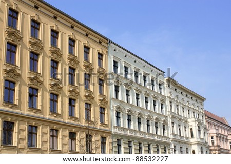Renovated stucco facades