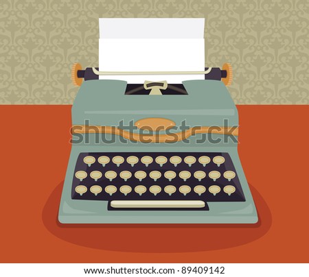 old fashioned typewriter in a retro style with copy space