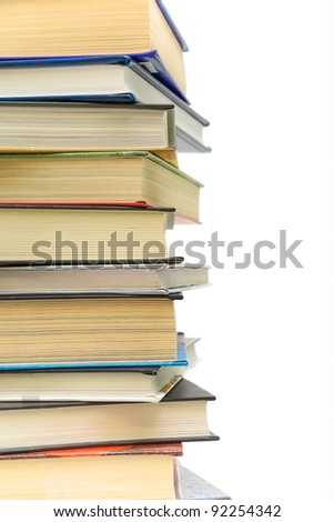 stack of books on white background close-up