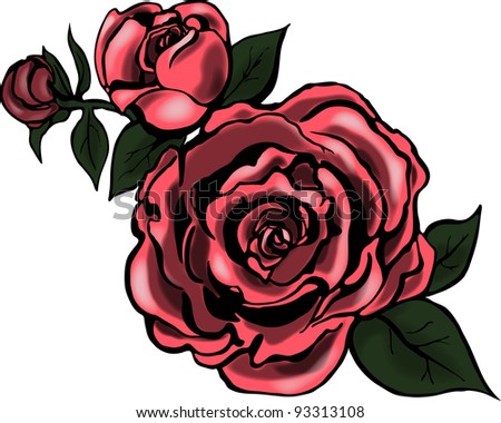 Beautiful red rose. Vector illustration