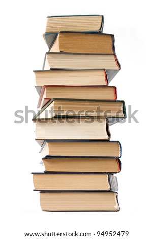 Old books pile isolated on white