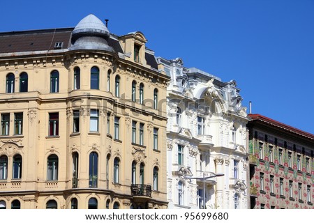 Vienna, Austria - old apartment buildings. The Old Town is a UNESCO World Heritage Site.