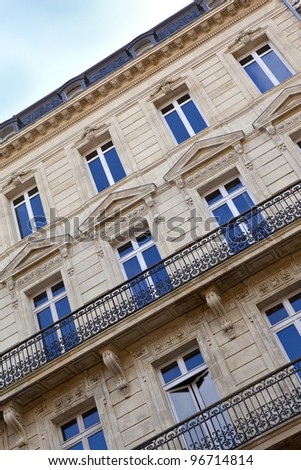 Facade of an old building in Bordeaux, France