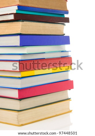 stack of colorful books isolated on white background