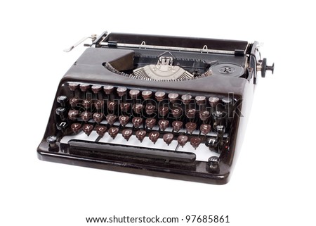 Old, vintage typewriter on white background