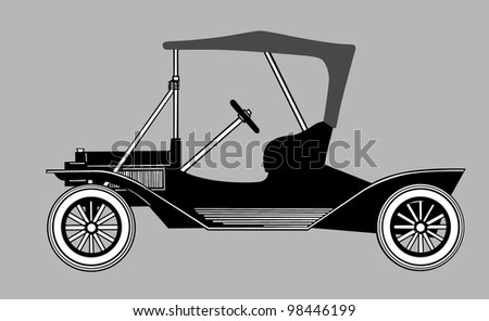 retro car silhouette on gray background