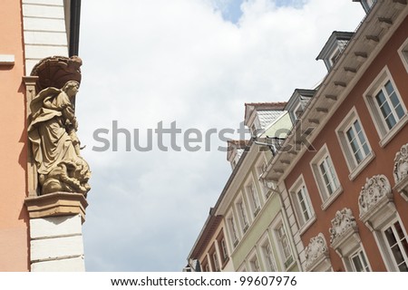 Myth angel statue on the building in germany.