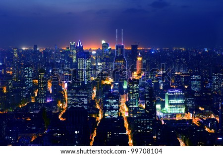 Bird view of Shanghai financial center, China.