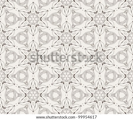 Seamless wallpaper with floral ornament in brown and beige colors
